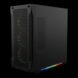 GAMDIAS Athena P1 | Mid Tower CPU Case | 4 Argb Fans | Ergonomic Design for High Airflow | Optimised Cable Management | Tool-Free Installation Glass, Black