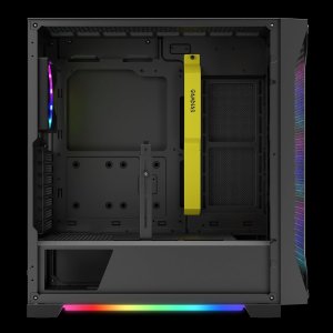 GAMDIAS Athena P1 | Mid Tower CPU Case | 4 Argb Fans | Ergonomic Design for High Airflow | Optimised Cable Management | Tool-Free Installation Glass, Black