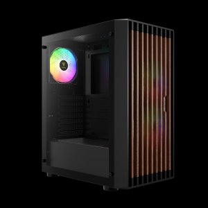 GAMDIAS Aura GC4 - Real Walnut MESH RGB MID-Tower CASE/Gaming Cabinet | 3 Built-in 120mm ARGB Fans, Supports Mini-ITX, Micro-ATX, and ATX, AIO Support