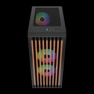 GAMDIAS Aura GC4 - Real Walnut MESH RGB MID-Tower CASE/Gaming Cabinet | 3 Built-in 120mm ARGB Fans, Supports Mini-ITX, Micro-ATX, and ATX, AIO Support