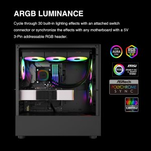 GAMDIAS Aura GL360 V2, 360mm CPU Liquid Cooler w/PWM Fans, ARGB AIO Water Cooling Sytem, Hidden Cable & Rotatable Pump