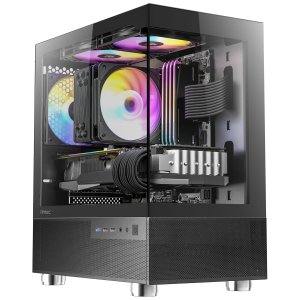 Antec CX200M RGB Elite PC Case Full View Tempered Glass Side Panel Computer Cabinet (Black)