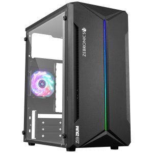 ZEBRONICS ZIUM Mid-Tower Gaming Cabinet, M-ATX/M-Itx, Fins Focussed Multicolor Rear Fan, Multi Color Led Strip