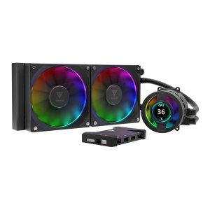 Gamdias Chione P3-240U | LCD Liquid CPU Cooler | Dual High Static Pressure Hydraulic PWM Fans | Durable Teflon Tube | Motherboard Sync | Aeolus Box