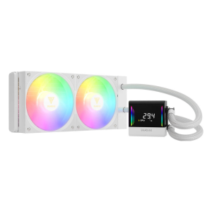 GAMDIAS Chione E4-240 Liquid Cooler, 800 - 1800 RPM Speed, 73.36 CFM Air Flow, 2.12 mmH2O Air Pressure, PWM & 5V sync Connector, White | CHIONE E4-240
