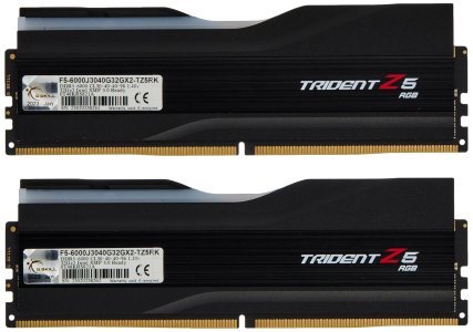 G.Skill Trident Z5 RGB (Intel XMP) 64GB (2 x 32GB) DDR5 6000 MHz CL30-40-40-96 1.40V Dual Channel Desktop Memory/RAM - F5-6000J3040G32GX2-TZ5RK