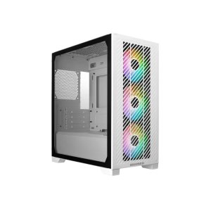 Cooler Master Elite 301 White – Micro-ATX Mini Tower Case with Tempered Glass, 3x ARGB Fans, and USB Type-C Support