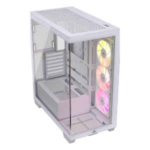 CORSAIR 3500X ARGB Mid-Tower ATX Dual Chamber PC Case – Panoramic Tempered Glass – Reverse Connection Motherboard Compatible – 3X CORSAIR RS120 ARGB Fans Included – White