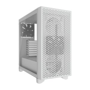 Corsair Alloy Steel 3000D Airflow Mid-Tower Pc Case-White-2X Sp120 Elite Fans-Four-Slot Gpu Support Fits Up to 8X 120Mm Fans-High-Airflow Design