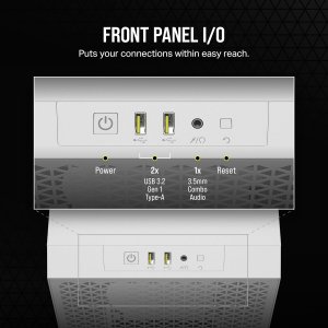 Corsair Alloy Steel 3000D Airflow Mid-Tower Pc Case-White-2X Sp120 Elite Fans-Four-Slot Gpu Support Fits Up to 8X 120Mm Fans-High-Airflow Design