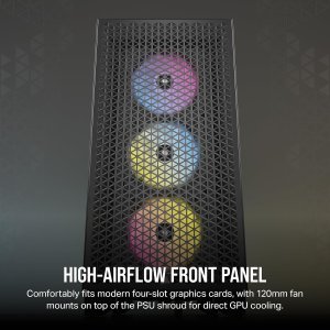 Corsair 3000D RGB Airflow Mid-Tower Pc Case - Black - 3X Ar120 RGB Fans - Four-Slot Gpu Support Fits Up to 8X 120Mm Fans - High Airflow Design - Tempered Glass