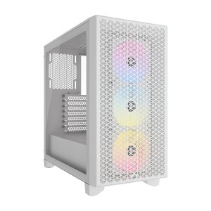 Corsair Alloy Steel 3000D RGB Airflow Mid-Tower Pc Case-White-3X Ar120 RGB Fans-Four-Slot Gpu Support Fits Up to 8X 120Mm Fans-High Airflow Design