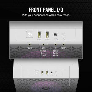 Corsair Alloy Steel 3000D RGB Airflow Mid-Tower Pc Case-White-3X Ar120 RGB Fans-Four-Slot Gpu Support Fits Up to 8X 120Mm Fans-High Airflow Design