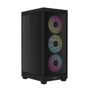 CORSAIR iCUE 2000D RGB Airflow Mini-ITX PC Case - Black - Mini-ITX Form-Factor - Steel Mesh Panels - 3X CORSAIR AF120 RGB Slim Fans Included - iCUE Lighting Node CORE Controller