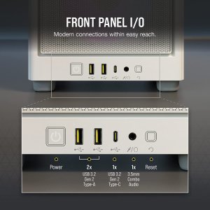CORSAIR iCUE 2000D RGB Airflow Mini-ITX PC Case - White - Mini-ITX Form-Factor - Steel Mesh Panels - 3X CORSAIR AF120 RGB Slim Fans Included - iCUE Lighting Node CORE Controller