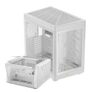 GAMDIAS NESO P1 WW RGB Dual-Chamber Panoramic Tempered Glass Computer Case with Modular Orientaton and One-Touch Open, Computer Case Full Tower for Gaming