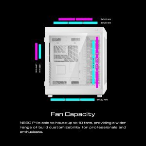 GAMDIAS NESO P1 WW RGB Dual-Chamber Panoramic Tempered Glass Computer Case with Modular Orientaton and One-Touch Open, Computer Case Full Tower for Gaming