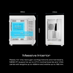 GAMDIAS NESO P1 WW RGB Dual-Chamber Panoramic Tempered Glass Computer Case with Modular Orientaton and One-Touch Open, Computer Case Full Tower for Gaming