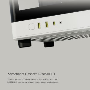 GAMDIAS NESO P1 BW RGB Dual-Chamber Panoramic Tempered Glass Computer Case with Modular Orientaton and One-Touch Open, Computer Case Full Tower for Gaming