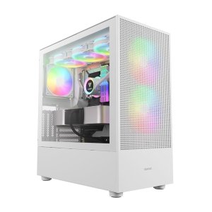 Gamdias Talos E3 Mesh Elite, E-ATX Mid Tower Gaming PC Case w/Tempered Glass, Built-in 2x140mm & 1x120mm PWM ARGB Fans, Up to Radiators/AIO 360mm, 390mm GPU/VGA RTX 40 Series, 180mm CPU Cooler-White