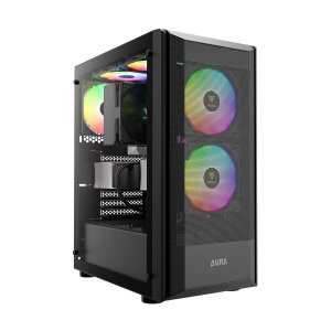 GAMDIAS Aura GC6 FINE MESH RGB MID-Tower CASE/Gaming Cabinet | 3 Built-in 120mm ARGB Fans,Supports Mini-ITX, Micro-ATX, and ATX,AIO Support Front:360mm / Rear:120mm