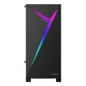 GAMDIAS Argus E4 Mid Tower PC Cabinet with RGB Light Strips at Front and Panoramic Tempered Glass Panel (16333-11400-00000-G)