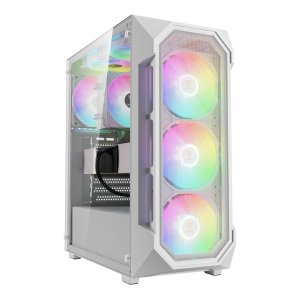 GAMDIAS Aura GC1 Elite WH V2 | White ATX Mid Tower Gaming Computer PC Case w/Tempered Glass, Built-in 4X 120mm ARGB Fans, Support Up to 6X 120mm Fans, 360mm AIO/Radiator, 340mm GPU/VGA