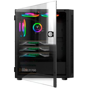 GAMDIAS Argus E4 Mid Tower PC Cabinet with RGB Light Strips at Front and Panoramic Tempered Glass Panel colour-dark black