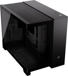 CORSAIR 2500X Small-Tower mATX Dual Chamber PC Case – Panoramic Tempered Glass – Reverse Connection Motherboard Compatible – No Fans Included – Black
