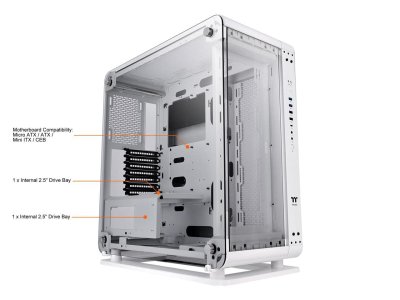 Thermaltake Alloy Steel The Core P6 TG Snow Edition Transformable ATX Mid Tower Fully Modular Computer Case with Tt LCS Certification CA-1V2-00M6WN-00, White