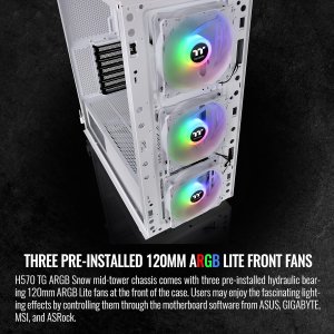 Thermaltake H570 TG ARGB Snow ATX Tempered Glass Mid Tower Computer Chassis with Three 120mm ARGB Lite Front Fan & Mesh Front Panel CA-1T9-00M6WN-01