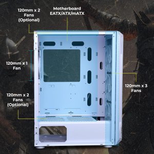 ZEBRONICS Ronin Mid-Tower Premium Gaming Cabinet EATX/ATX/mATX,3X 120mm Front + 1x 120mm Rear Fan,ARGB Inner Glow,RGB LED Control,Tempered Glass Side Panel,USB 3.0, Magnetic Dust Filter