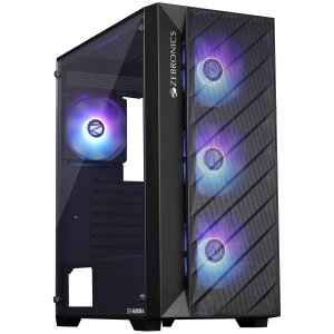 ZEBRONICS Aurora Mid-Tower Premium Gaming Cabinet, ATX, 4 x ARGB Fan, LED Control Switch, Tempered Glass Panel, USB 3.0, 360mm Front or 240mm Top AIO Cooler Support with Top & Bottom Dust Filter