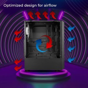 ZEBRONICS Troy Mid-Tower Premium Gaming Cabinet ATX/MicroATX/Mini ITX,1x 120mm Rear Fan, Halo Glow Ring RGB Fans,RGB LED Modes,Tempered Glass Side Panel, USB 3.0,Magnetic Dust Filter