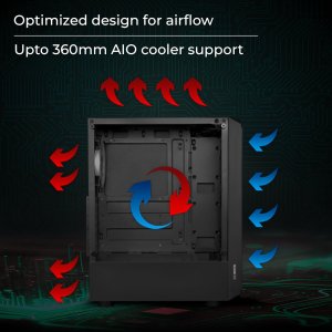 ZEBRONICS Invicta Mid-Tower Premium Gaming Cabinet ATX/MicroATX/Mini ITX, 3X 120mm Front + 1x 120mm Rear Fan, Halo Glow Ring RGB Fans, RGB LED Modes, Tempered Glass Side Panel