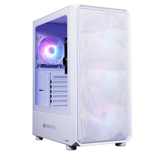 ZEBRONICS Hornet Mid-Tower Premium Gaming Cabinet -, ATX, 4 ARGB Fan, LED Control Switch, Window Tempered Glass Panel, USB 3.0, Top AIO Cooler Support, Magnetic Dust Filter (White)