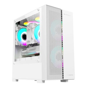 ZEBRONICS TWOFACE Premium Gaming Cabinet/Case, Mini-Tower, Supports mATX | ITX, 3 Built-in Inner Glow RGB Fans, LED Control Switch, Tempered Glass, USB 3.0, Magnetic Dust Filter (White)