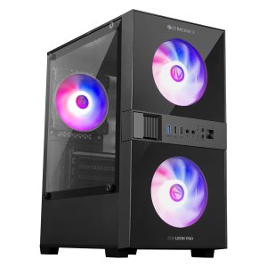ZEBRONICS Leon PRO Premium Gaming Cabinet/Case, Mini-Tower, Supports mATX | ITX, 3 Pre-Installed RGB Fans, Side Tempered Glass, USB 3.0, Magnetic Dust Filter (Black)