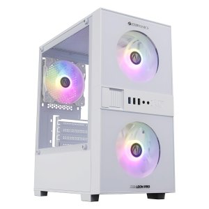 ZEBRONICS Leon PRO Premium Gaming Cabinet/Case, Mini-Tower, Supports mATX | ITX, 3 Pre-Installed RGB Fans, Side Tempered Glass, USB 3.0, Magnetic Dust Filter (White)
