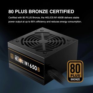 GAMDIAS Helios M1-650B Gaming PC PSU, 650W 80 Plus Bronze, Compatible with ATX12V v2.4, Power Supply for PC Computers with Active PFC