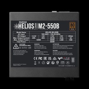 GAMDIAS HELIOS M2-550B, 550W Bronze PSU, ATX 3.1 & PCIe 5.1, 80 PLUS Bronze Certified Gaming Power Supply, Non-Modular, Active PFC