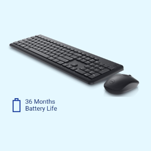 Dell KM3322W Wireless USB Keyboard and Mouse Combo, Anti-Fade & Spill-Resistant Keys, up to 36 Month Battery Life, 3Y Advance Exchange Warranty - Black