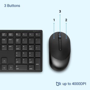 Dell KM5221W Wireless Combo - RF 2.4GHz Wireless Keyboard with 12 Programmable Keys and 3 Button Optical Mouse, Spill-Resistant Keys, up to 36 Month Battery Life, 3Y Advance Exchange Warranty - Black