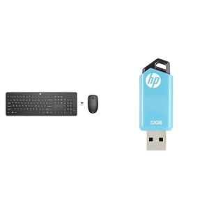HP 230 Black Chicklet Wireless USB Keyboard and Mouse Set with 2.4GHz Wireless Connection and 12 Fun