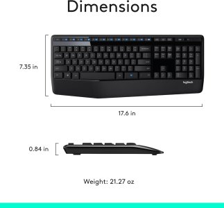 Logitech MK345 Wireless Keyboard and Mouse Set Full-Sized Keyboard with Palm Rest and Comfortable Right-Handed Mouse, 2.4 GHz Wireless USB Receiver, Compatible with PC, Laptop - Black