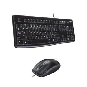 Logitech MK120 Wired USB Keyboard and Mouse Set for Windows, Optical Wired Mouse, Full-Size Keyboard, USB Plug-and-Play, Compatible for PC, Laptop - Black