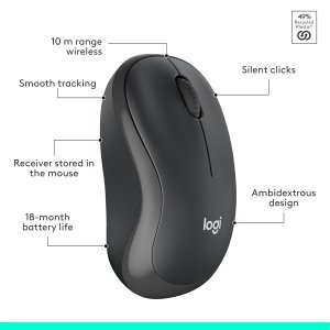 Logitech MK295 Silent Wireless Mouse & Keyboard Combo with SilentTouch Technology, Full Numpad, Advanced Optical Tracking, Lag-Free Wireless, 90% Less Noise - Black