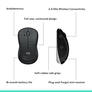 Logitech MK540 Advanced Wireless Keyboard and Mouse Combo for Windows, 2.4 GHz Unifying USB-Receiver, Multimedia Hotkeys, 3-Year Battery Life, for PC, Laptop - Black