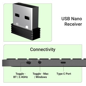 ZEBRONICS K5002MW Slim Wireless Keyboard with in-Built Battery, Copilot AI Key, Windows | Mac | iOS | Android, Scissor Switch, 3 Bluetooth + 2.4Ghz, 109 Keys, 13 Multimedia Keys, Type C Charging
