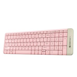 ZEBRONICS Companion 104 2.4GHz Wireless Keyboard & Mouse Combo, 100 Keys, Laser Printed Keycaps, Integrated Multimedia Keys, 3 Button Mouse, 1200 DPI, High Precision, Advanced Optical Sensor (Pink)